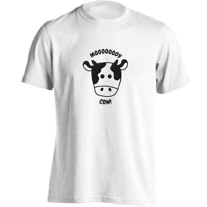 Moody cow adults unisex white Tshirt 2XL