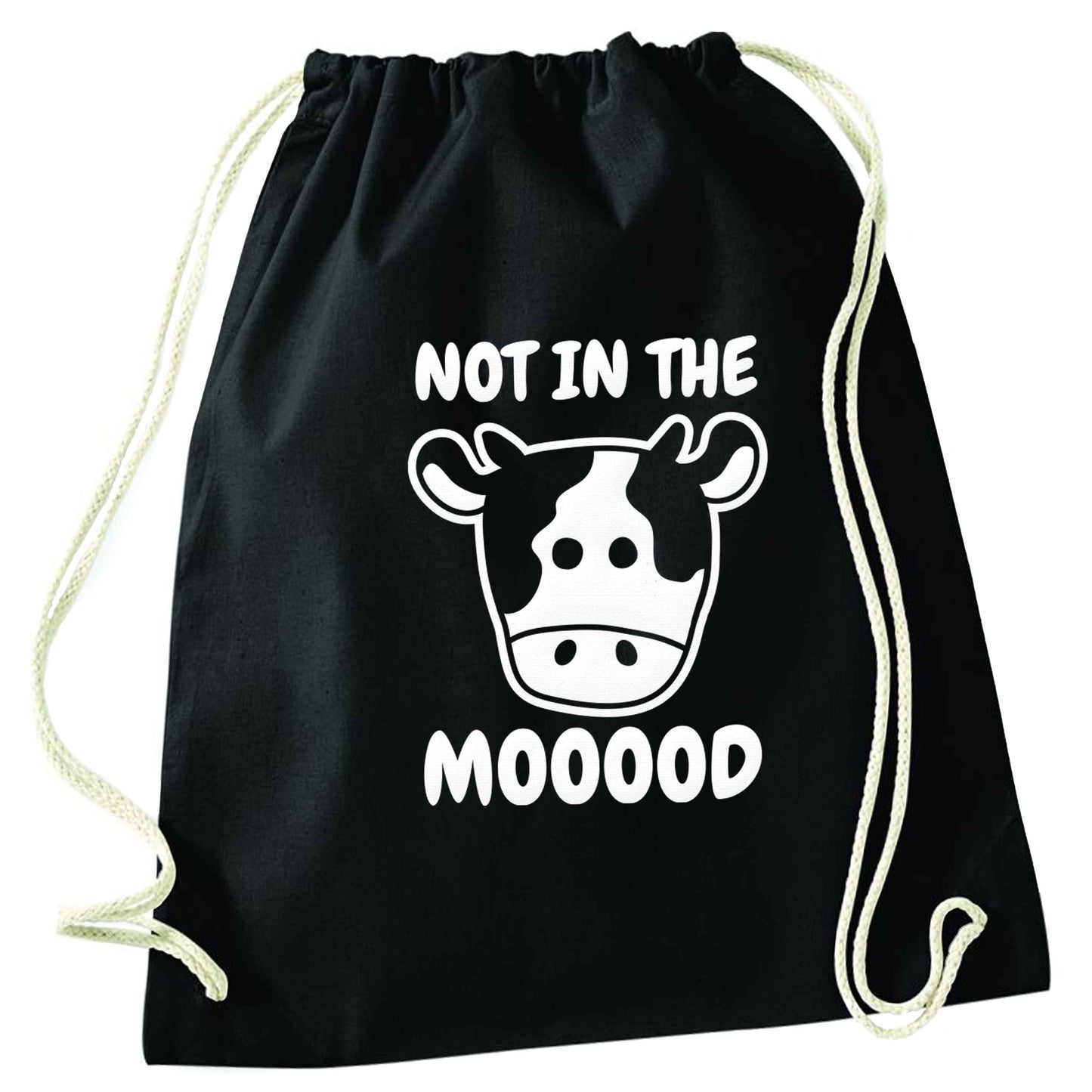 Not in the mood black drawstring bag