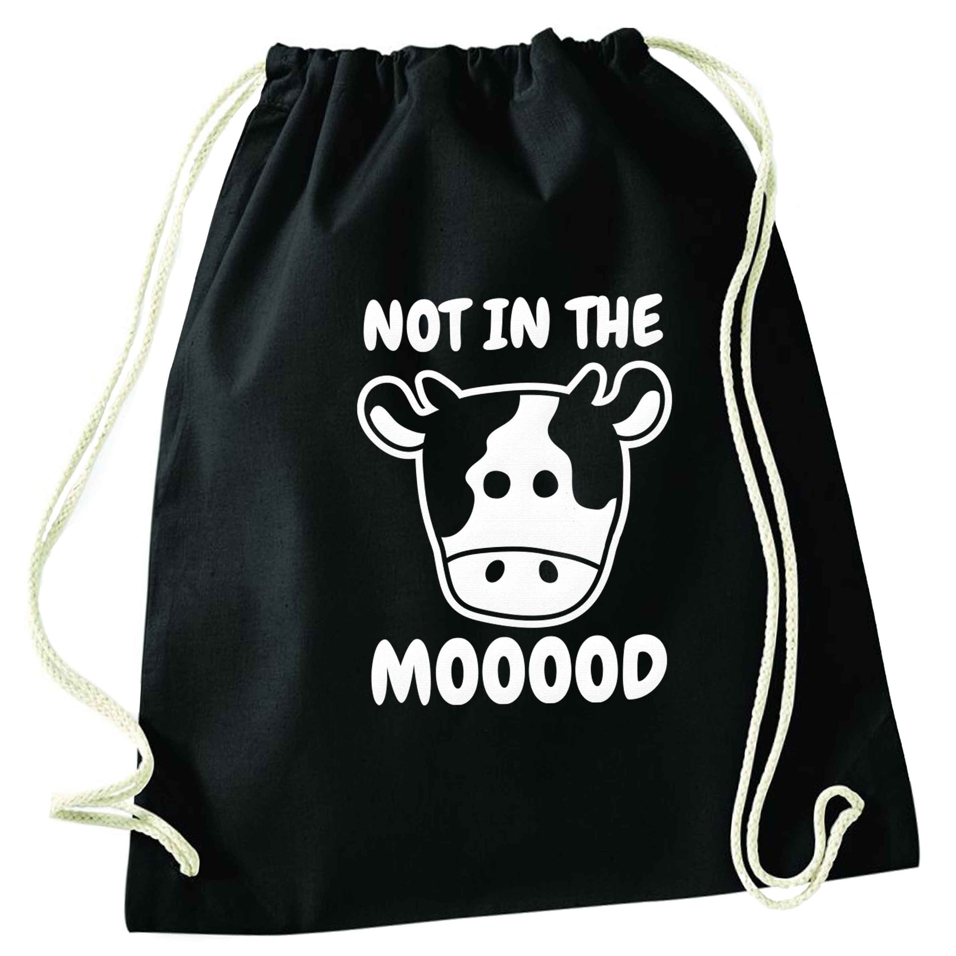 Not in the mood black drawstring bag