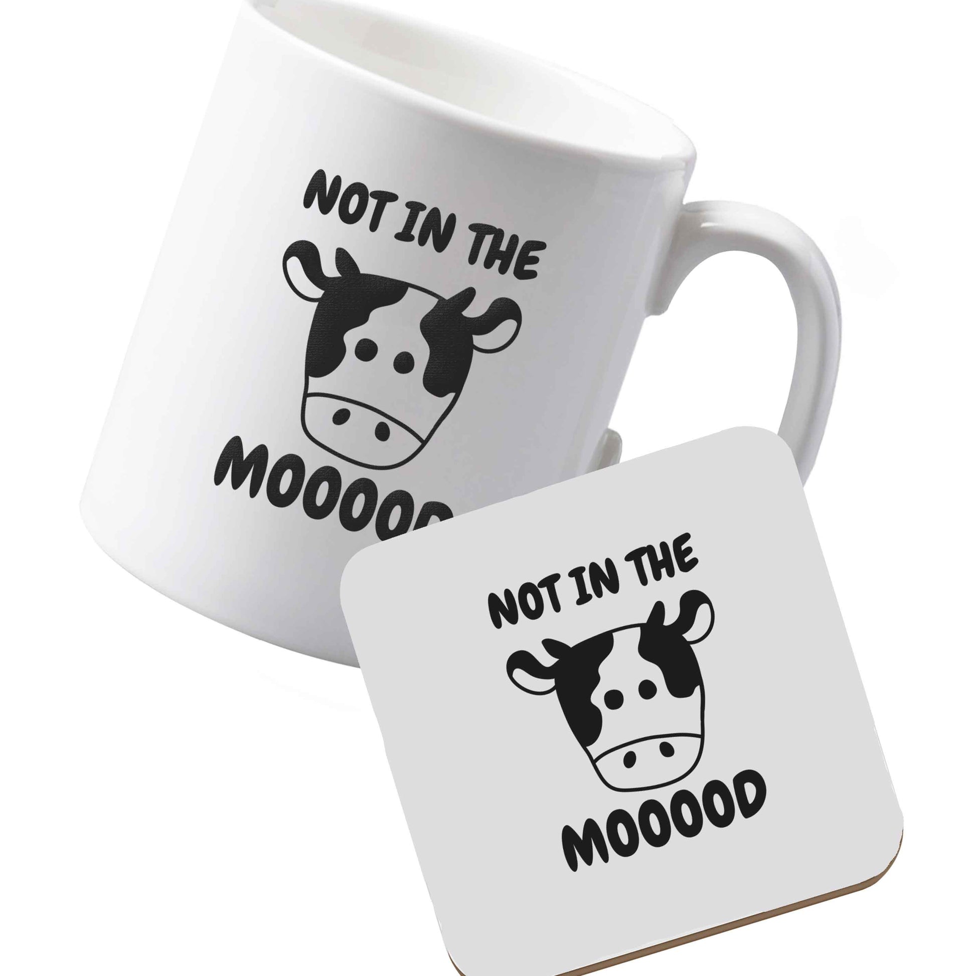 10 oz Ceramic mug and coaster Not in the mood left sided