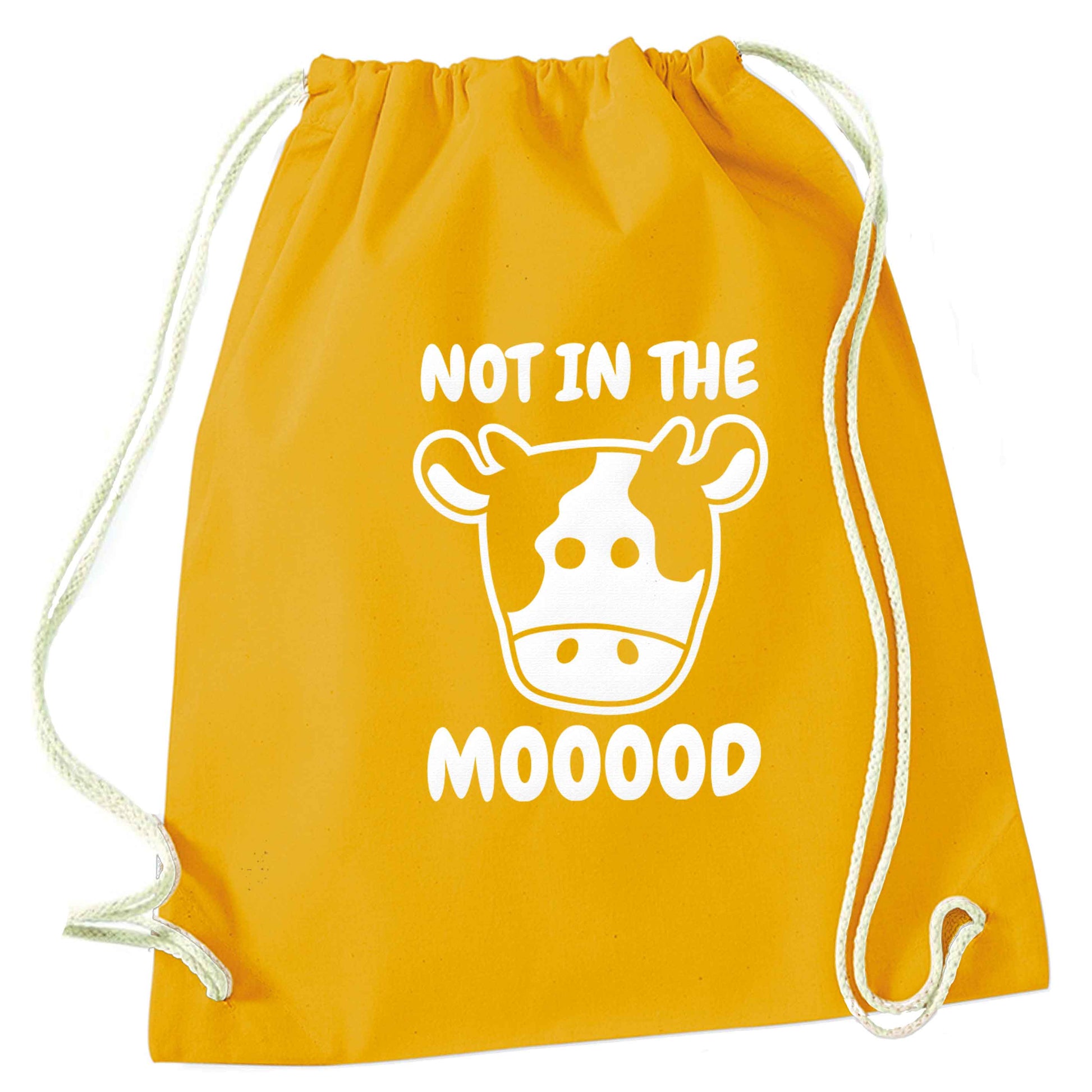 Not in the mood mustard drawstring bag