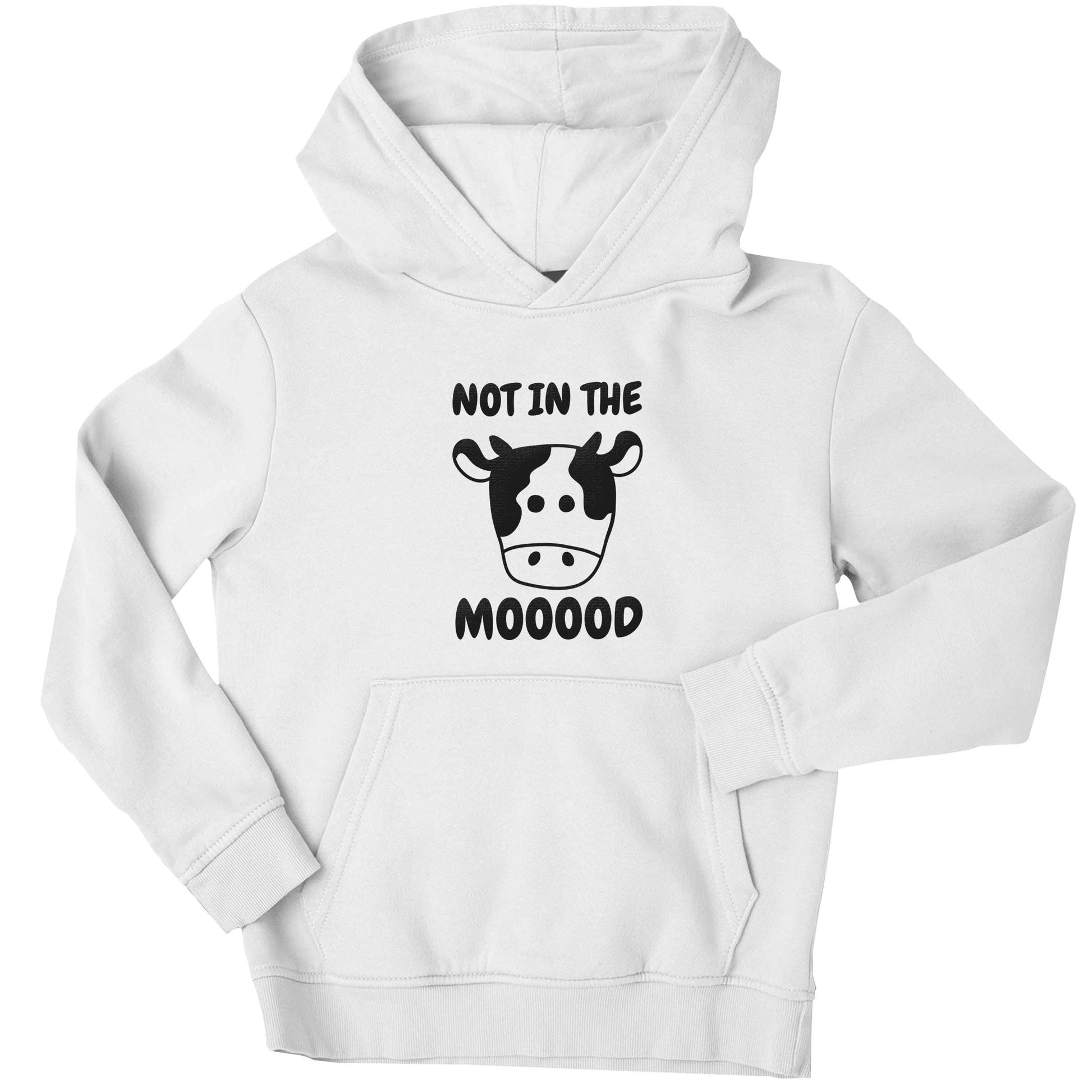Not in the mood children's white hoodie 12-13 Years