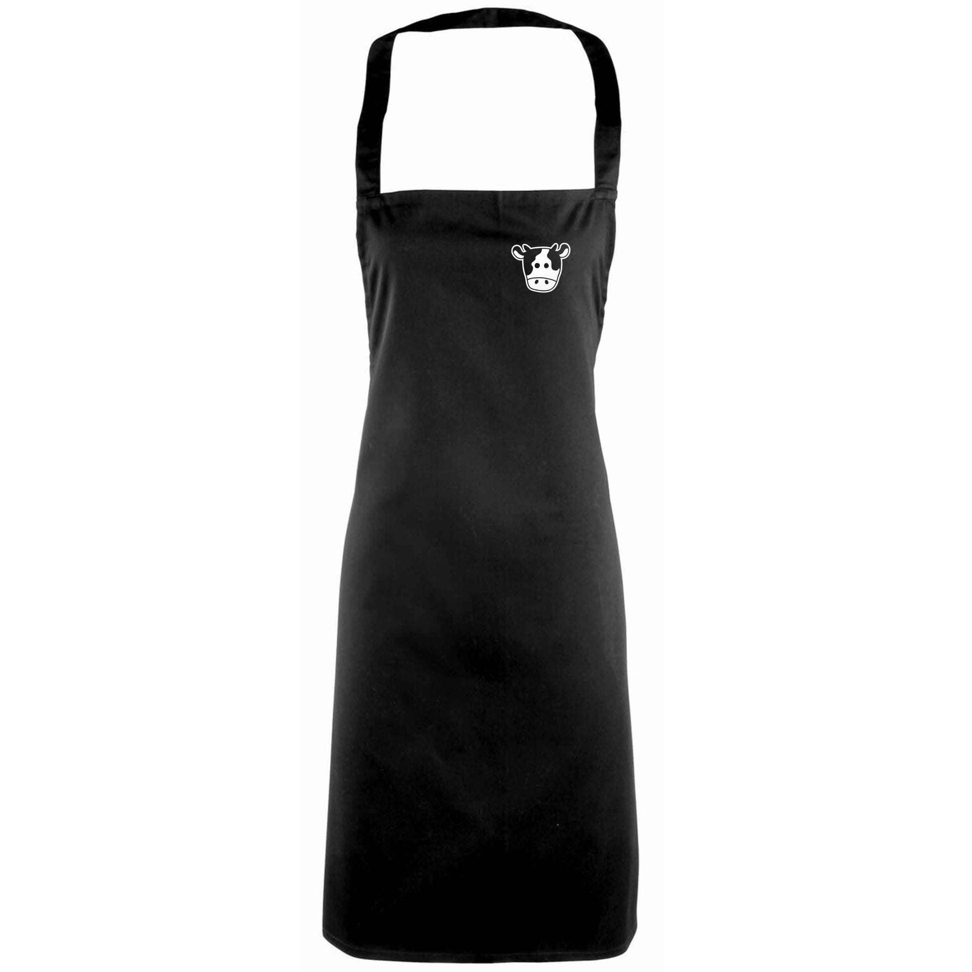 Cow illustration - pocket design adults black apron