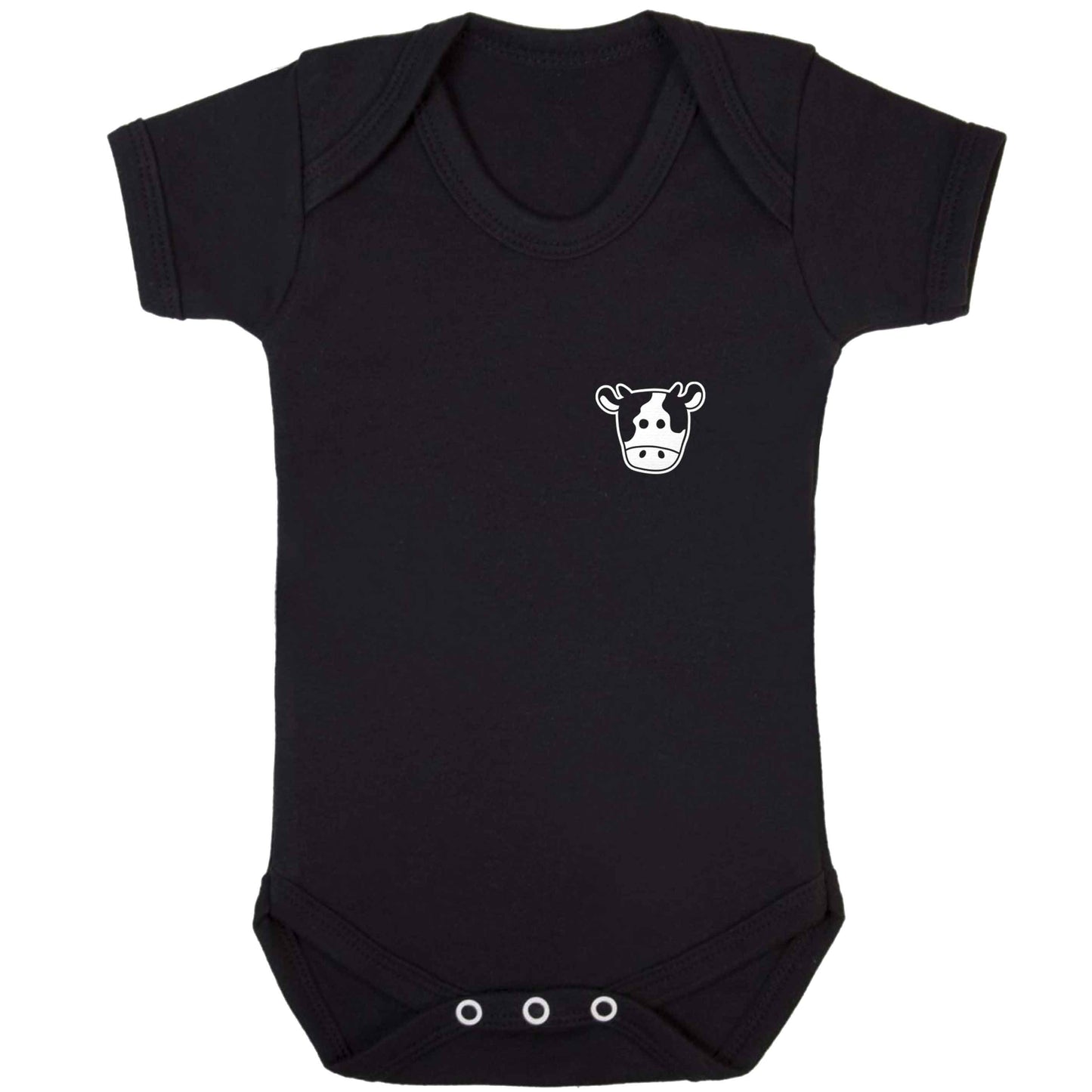Cow illustration - pocket design baby bodysuit black 18-24 months