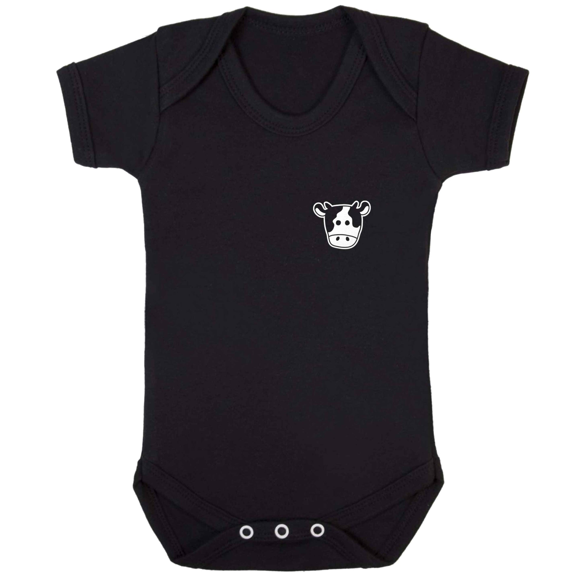 Cow illustration - pocket design baby bodysuit black 18-24 months