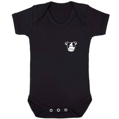 Cow illustration - pocket design baby bodysuit black 18-24 months