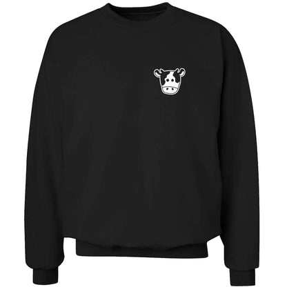 Cow illustration - pocket design adult's unisex black sweater 2XL
