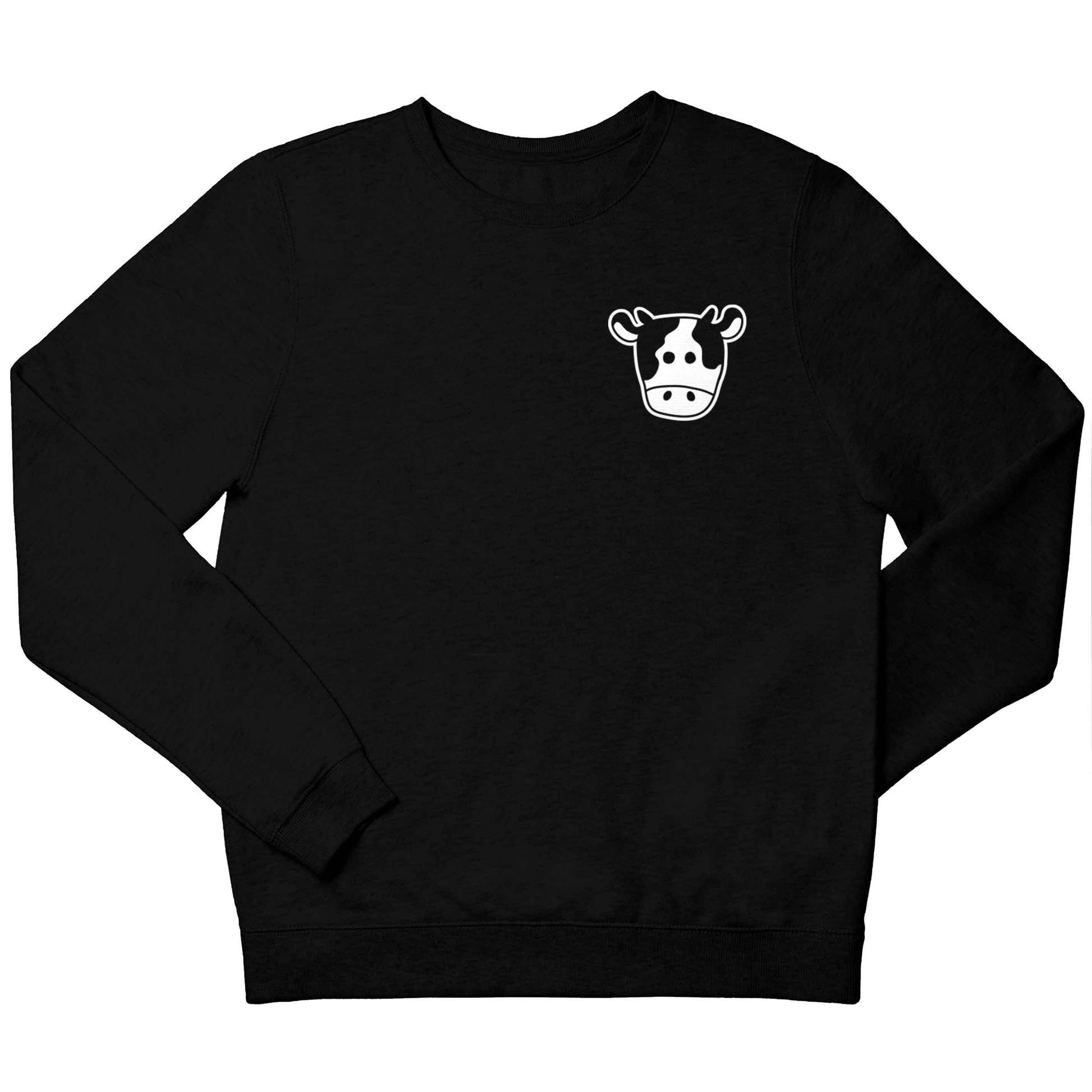 Cow illustration - pocket design children's black sweater 12-13 Years
