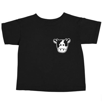Cow illustration - pocket design Black baby toddler Tshirt 2 years