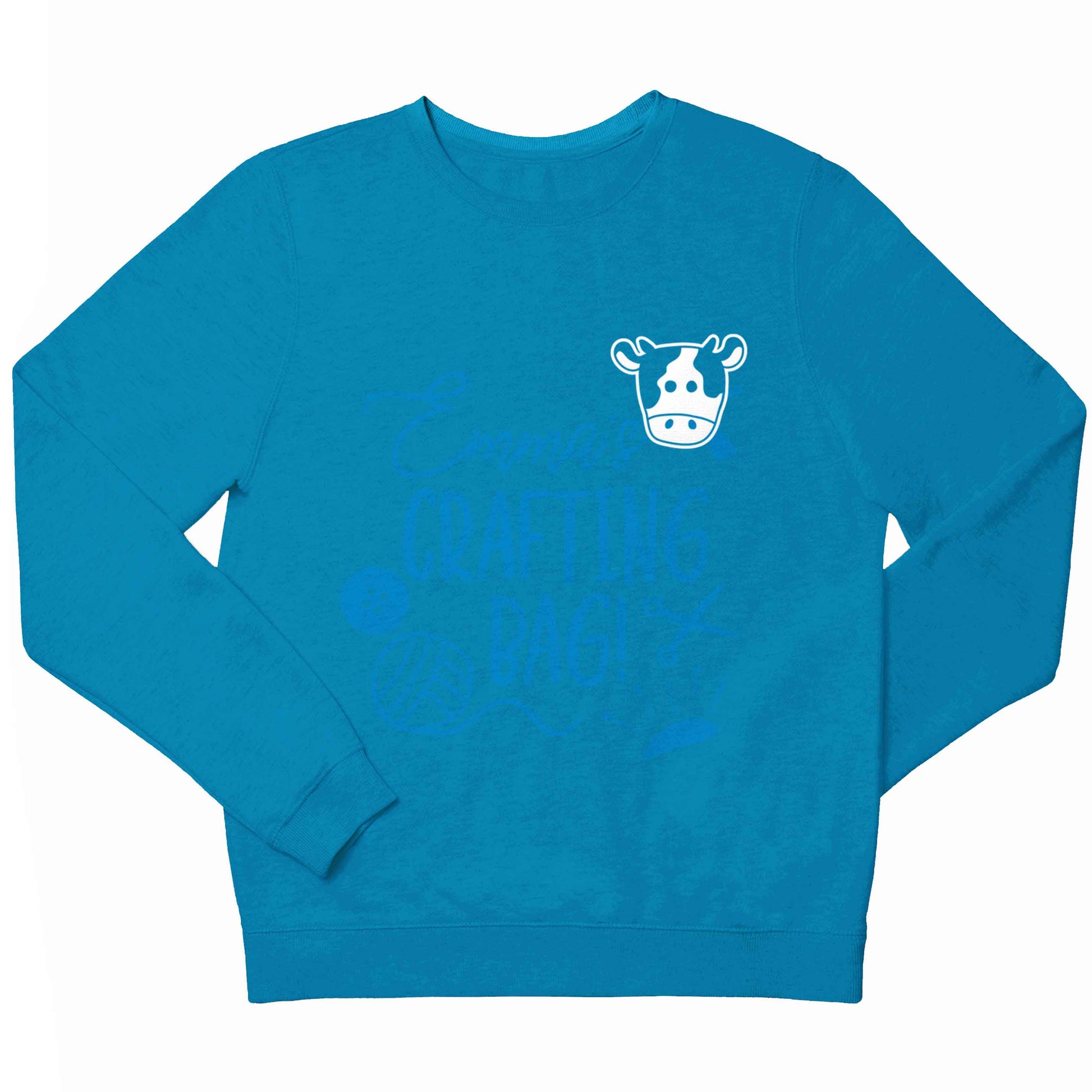 Cow illustration - pocket design children's blue sweater 12-13 Years