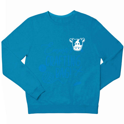 Cow illustration - pocket design children's blue sweater 12-13 Years
