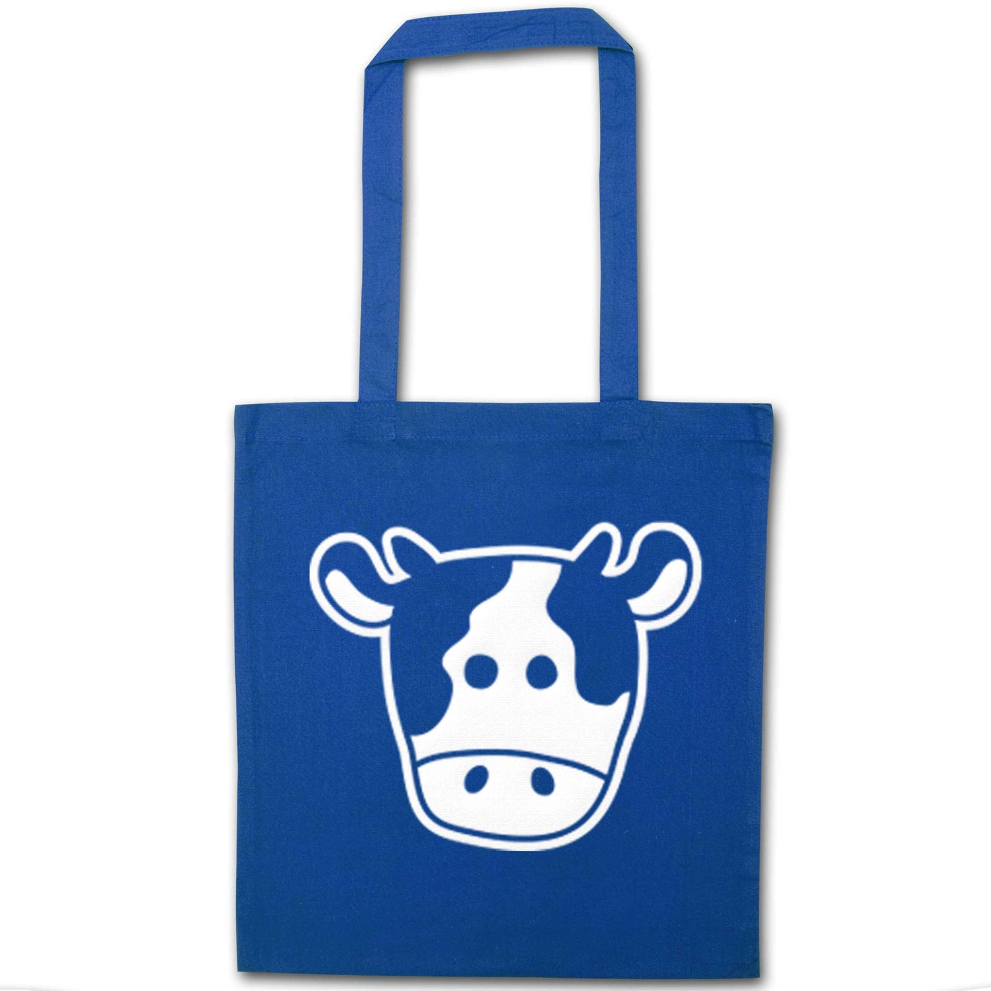 Cow illustration - pocket design blue tote bag