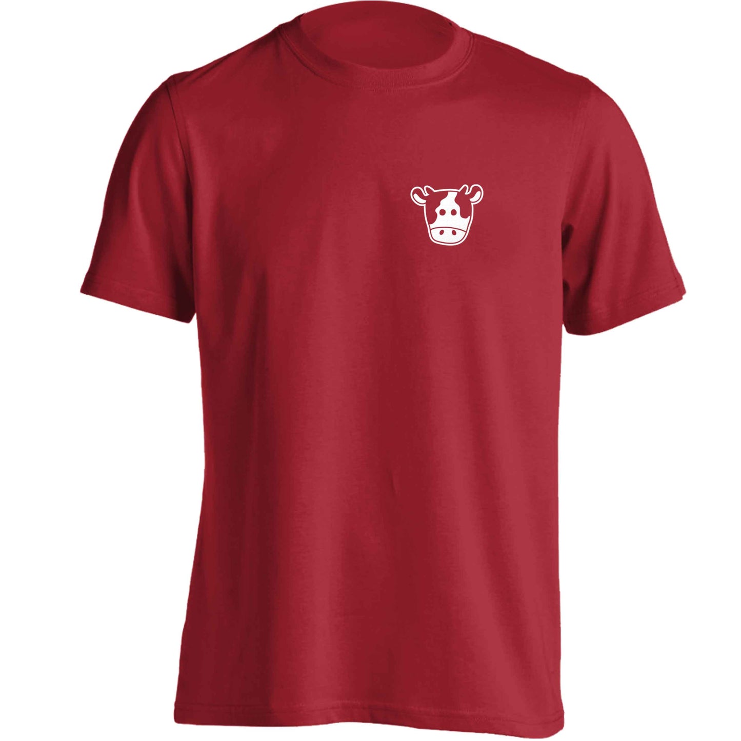 Cow illustration - pocket design adults unisex red Tshirt 2XL