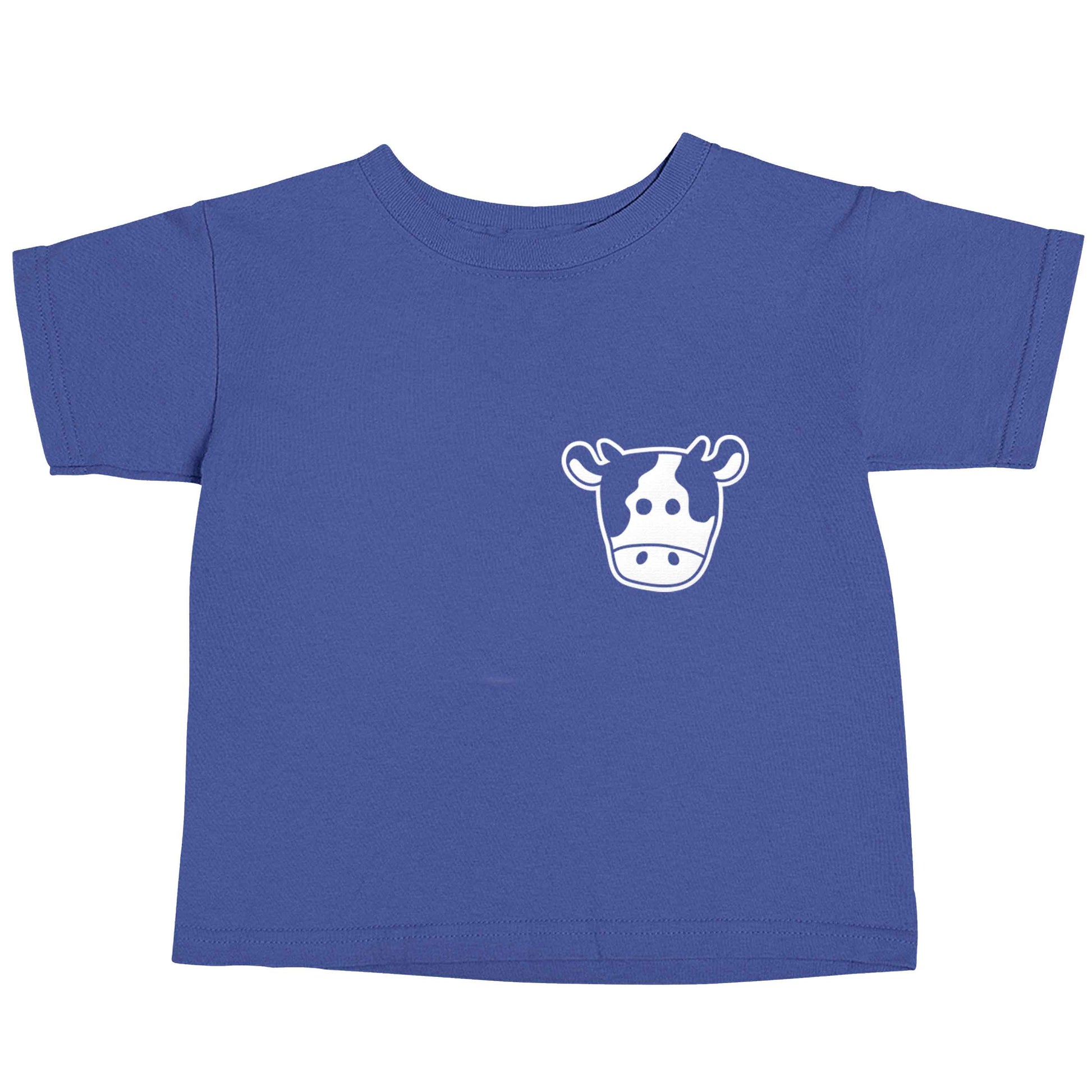 Cow illustration - pocket design blue baby toddler Tshirt 2 Years