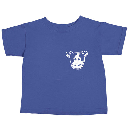 Cow illustration - pocket design blue baby toddler Tshirt 2 Years