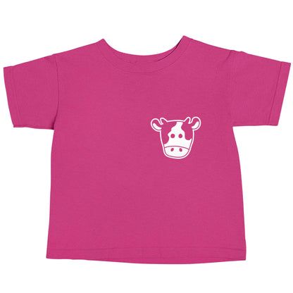Cow illustration - pocket design pink baby toddler Tshirt 2 Years