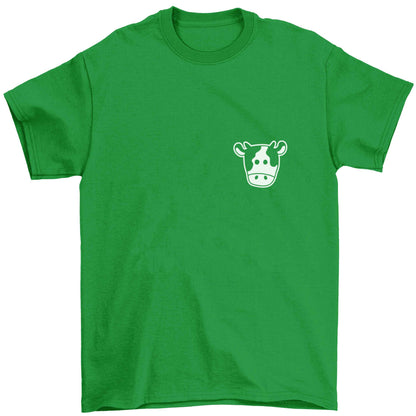 Cow illustration - pocket design Children's green Tshirt 12-13 Years