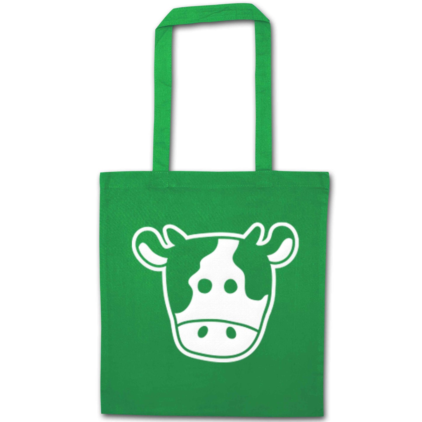 Cow illustration - pocket design green tote bag