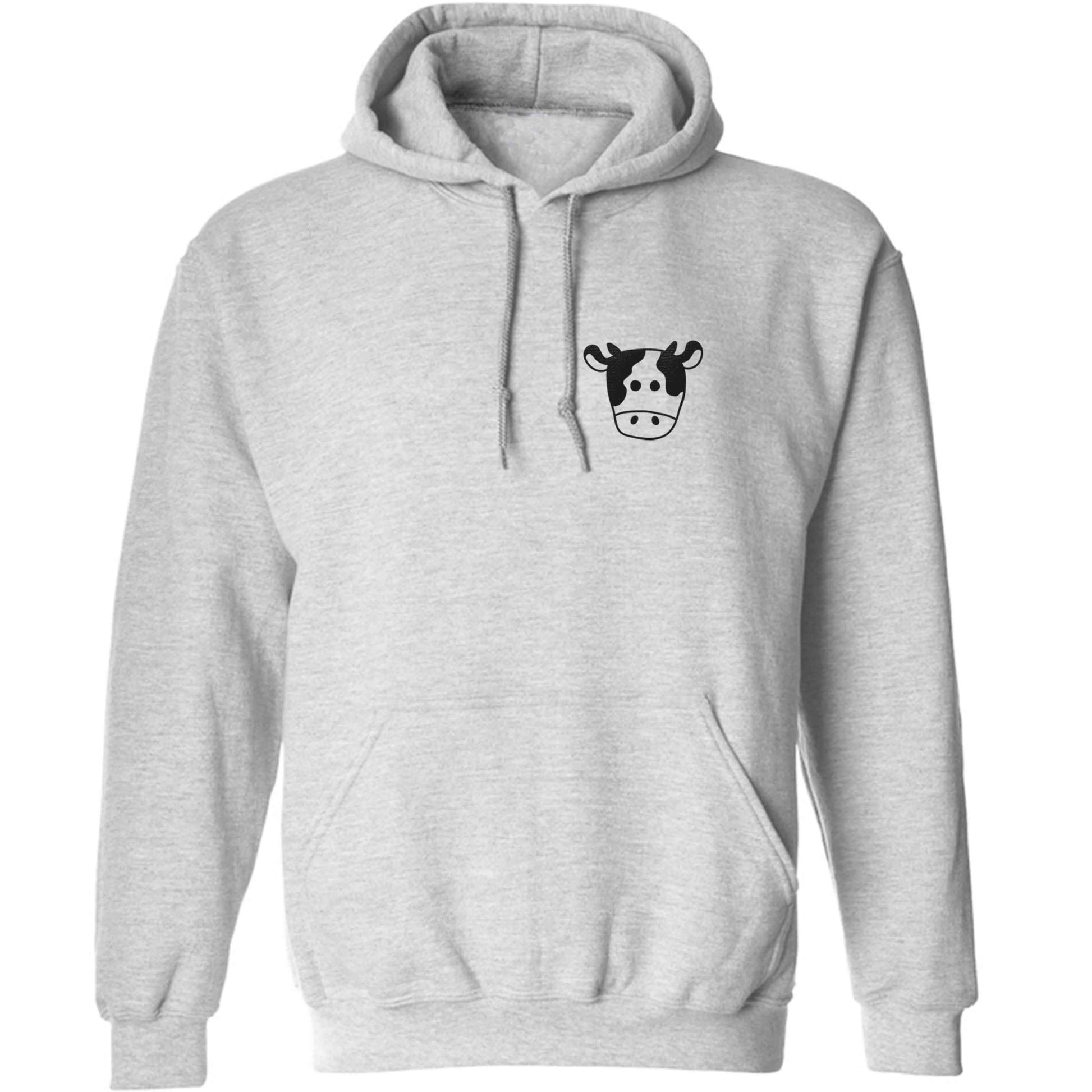 Cow illustration - pocket design adults unisex grey hoodie 2XL