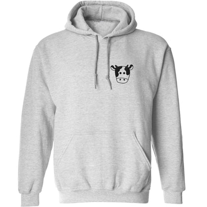 Cow illustration - pocket design adults unisex grey hoodie 2XL