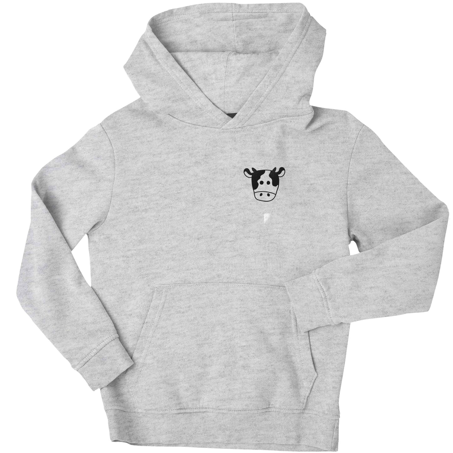 Cow illustration - pocket design children's grey hoodie 12-13 Years