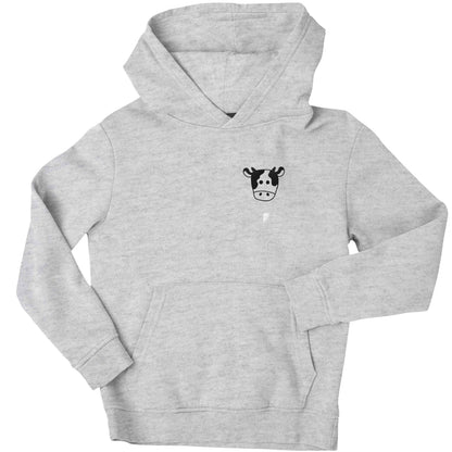 Cow illustration - pocket design children's grey hoodie 12-13 Years