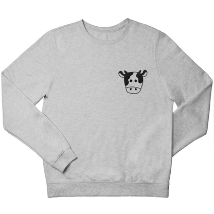 Cow illustration - pocket design children's grey sweater 12-13 Years