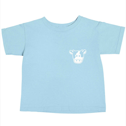 Cow illustration - pocket design Children's light blue Tshirt 12-13 Years