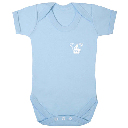 Cow illustration - pocket design baby bodysuit pale blue 18-24 months