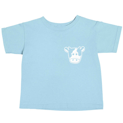 Cow illustration - pocket design light blue baby toddler Tshirt 2 Years
