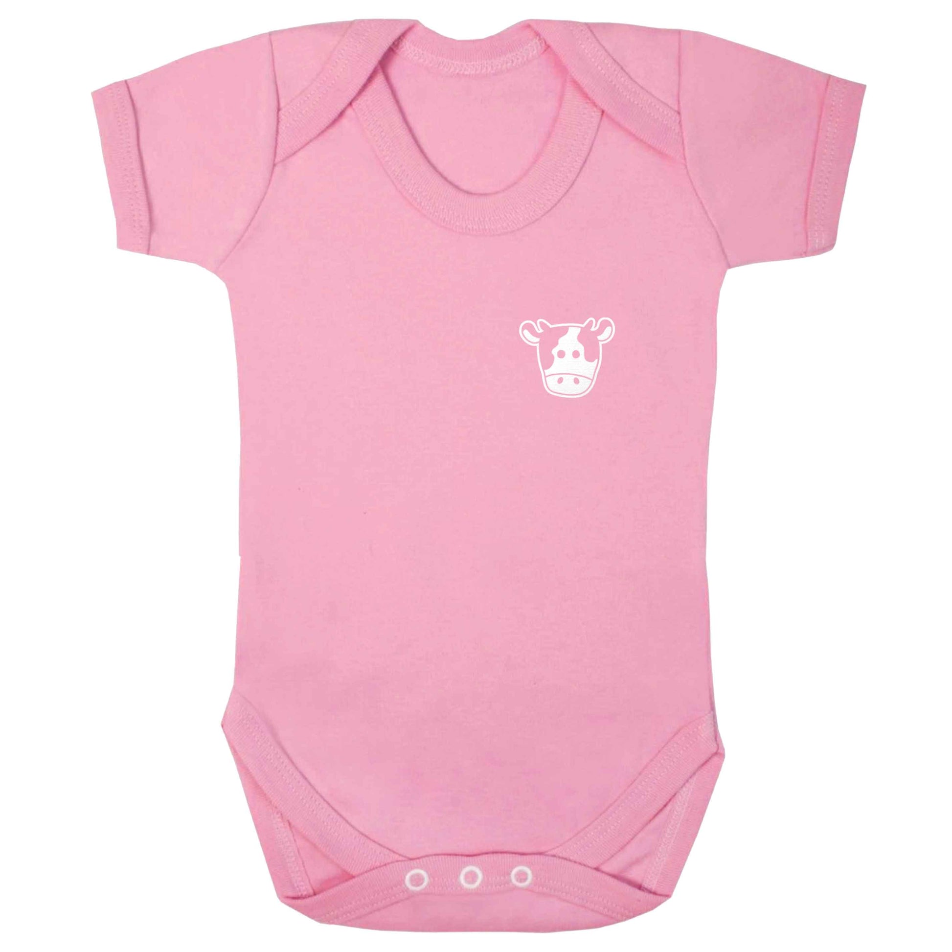 Cow illustration - pocket design baby bodysuit pale pink 18-24 months