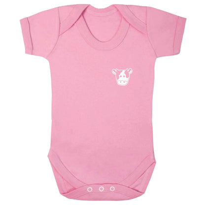 Cow illustration - pocket design baby bodysuit pale pink 18-24 months