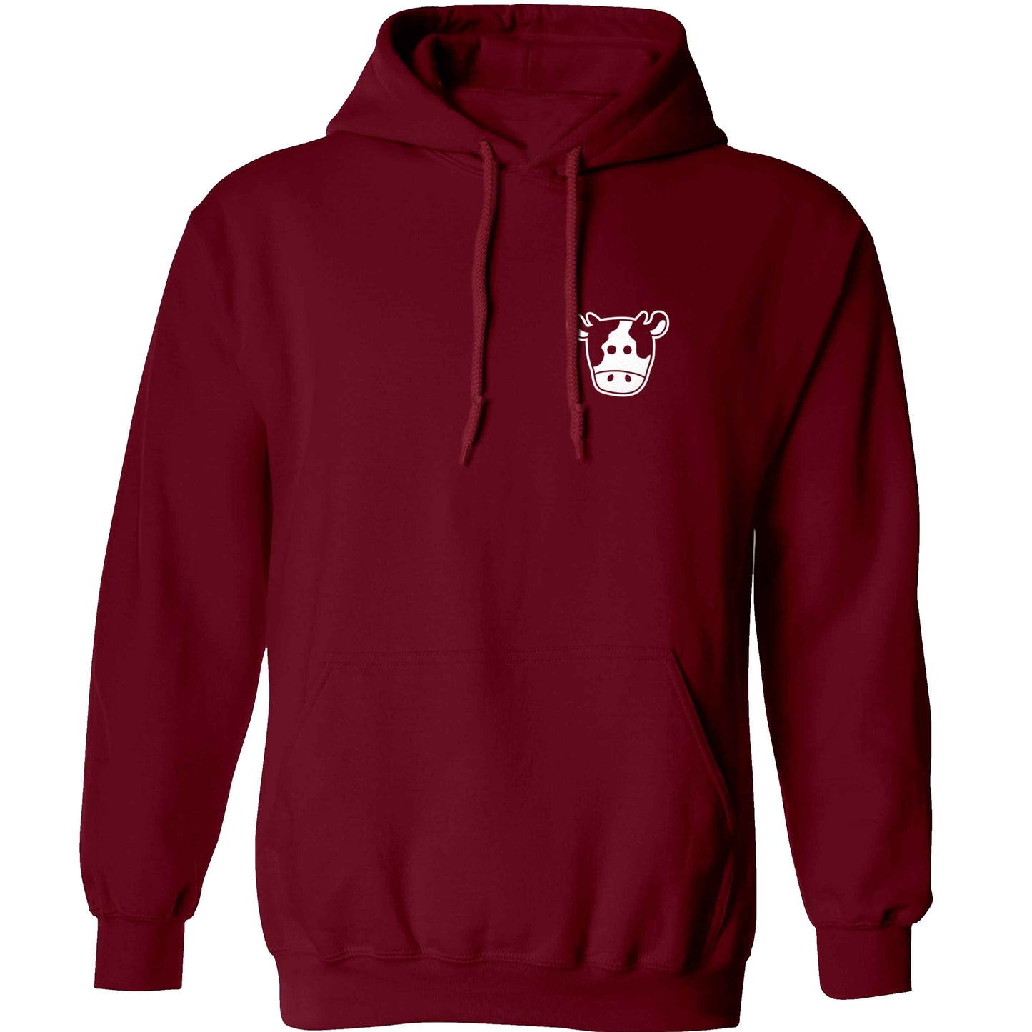 Cow illustration - pocket design adults unisex maroon hoodie 2XL