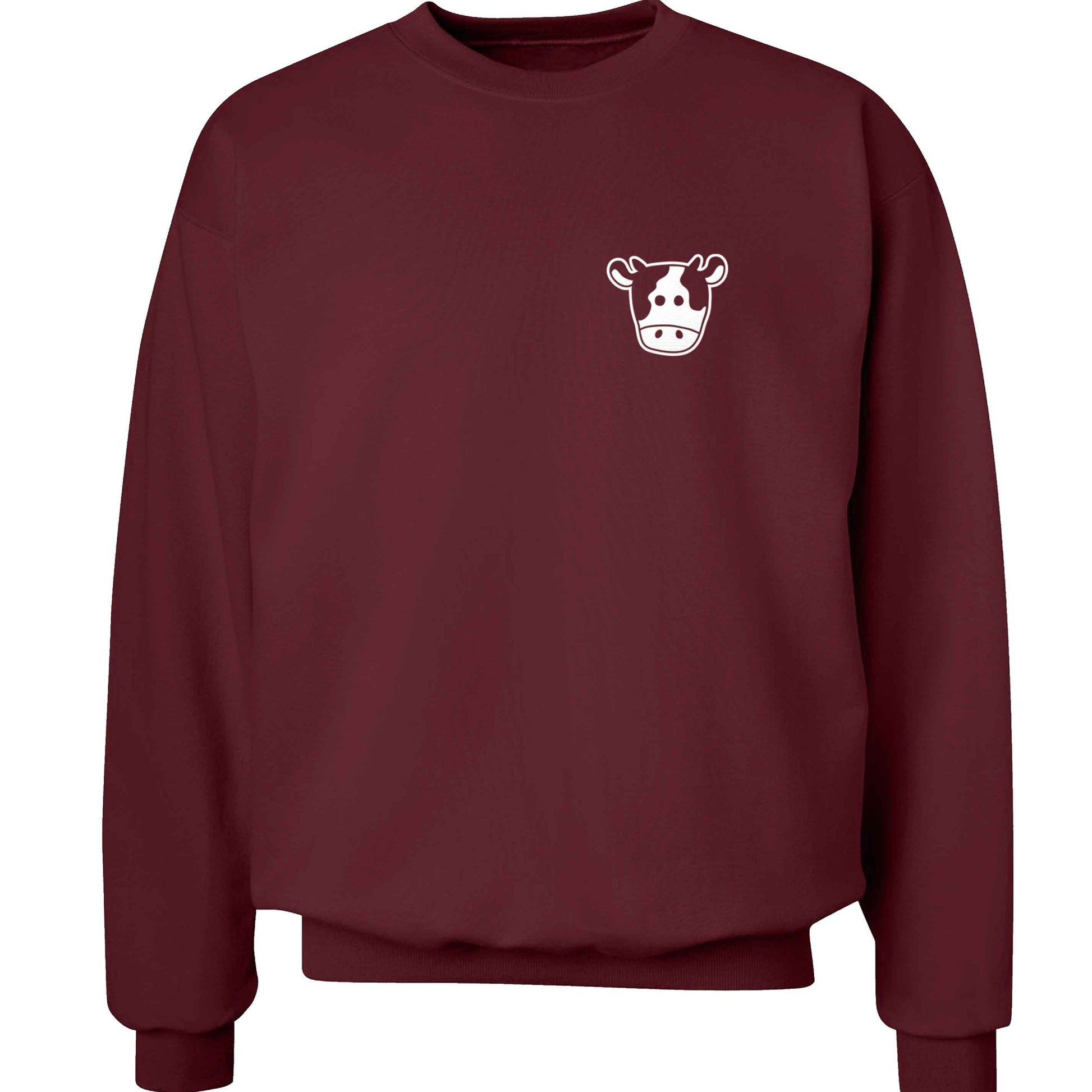 Cow illustration - pocket design adult's unisex maroon sweater 2XL