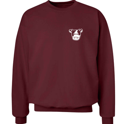 Cow illustration - pocket design adult's unisex maroon sweater 2XL