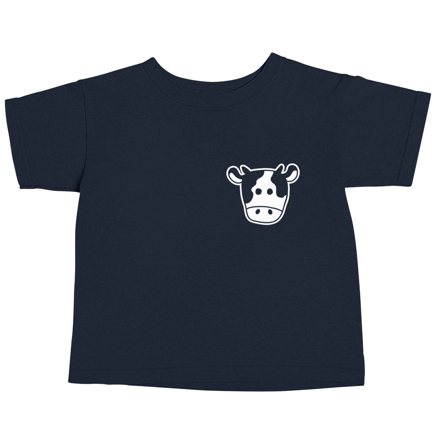 Cow illustration - pocket design navy baby toddler Tshirt 2 Years