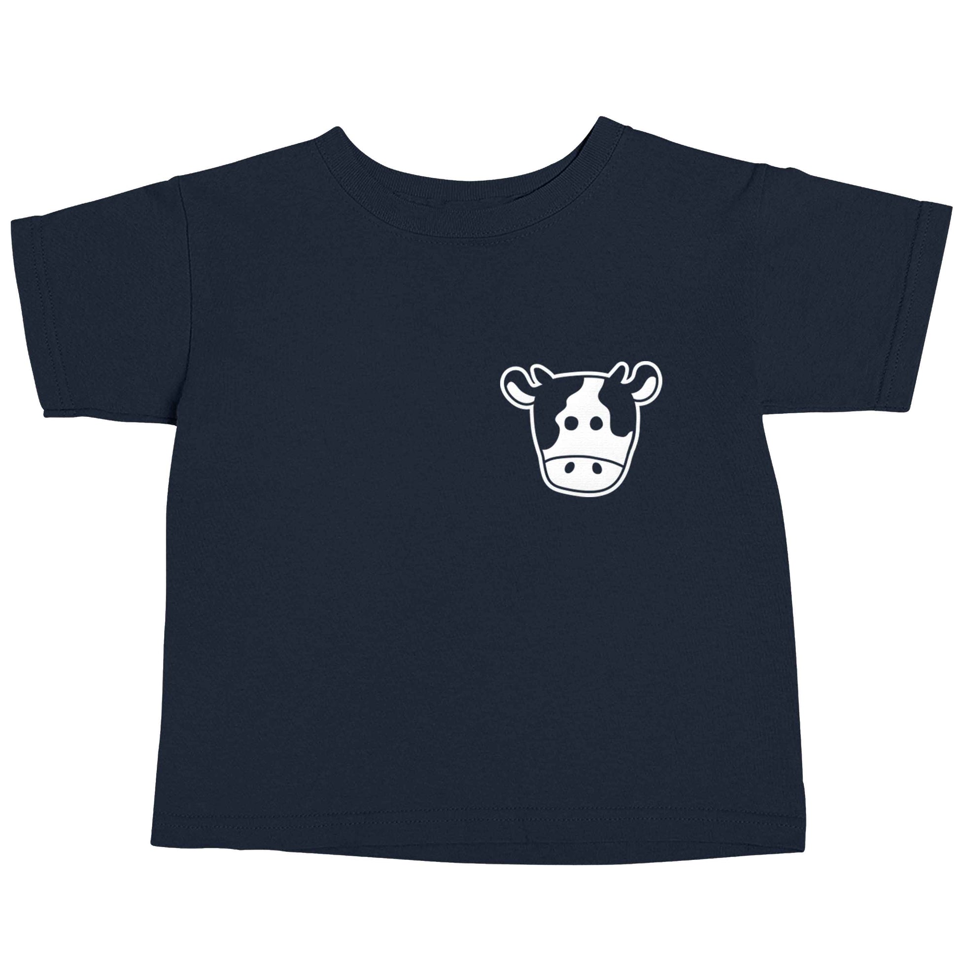 Cow illustration - pocket design navy baby toddler Tshirt 2 Years