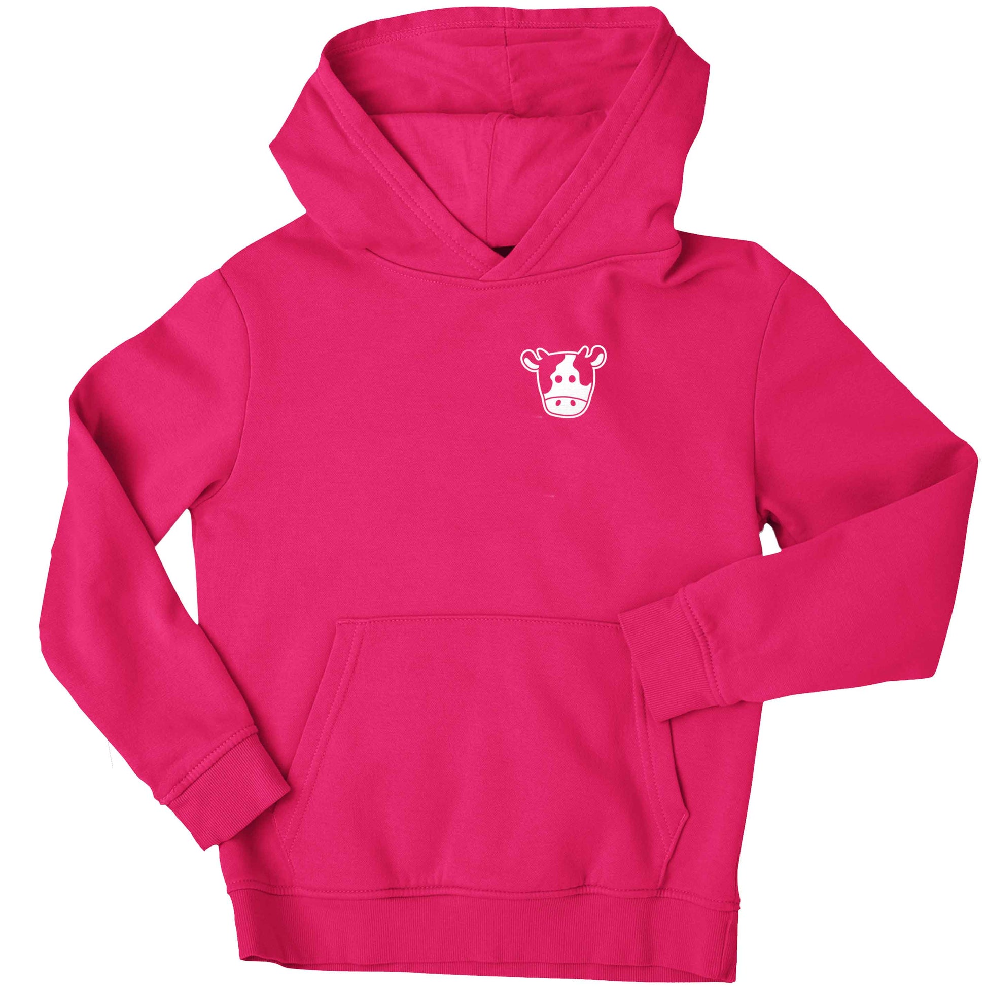 Cow illustration - pocket design children's pink hoodie 12-13 Years