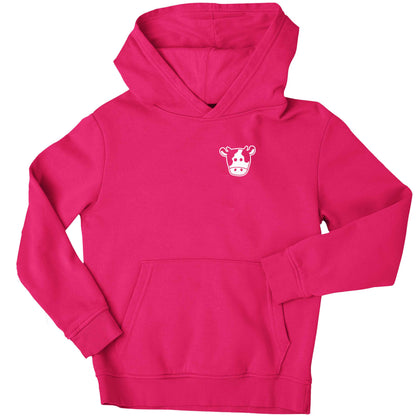 Cow illustration - pocket design children's pink hoodie 12-13 Years