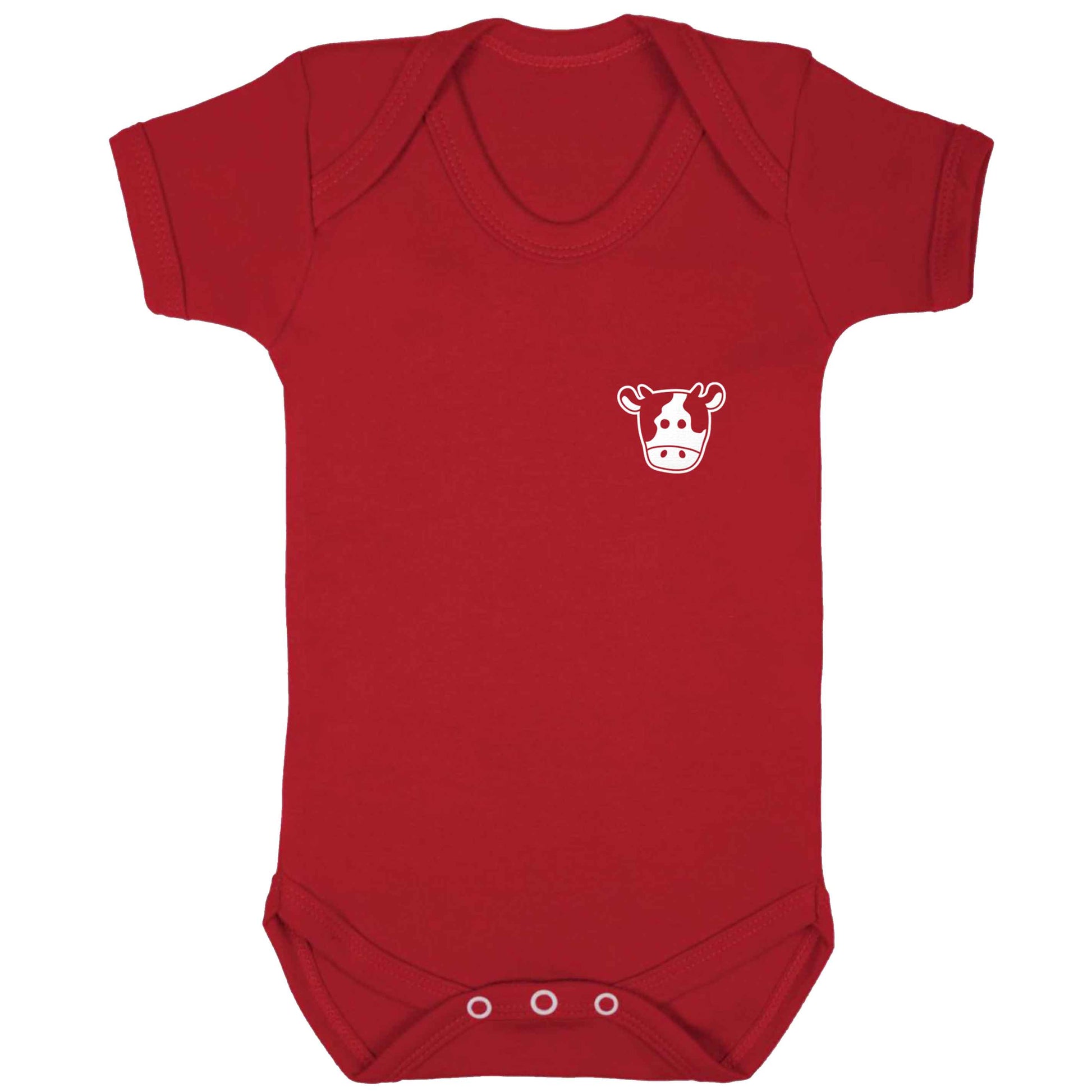 Cow illustration - pocket design baby bodysuit red 18-24 months