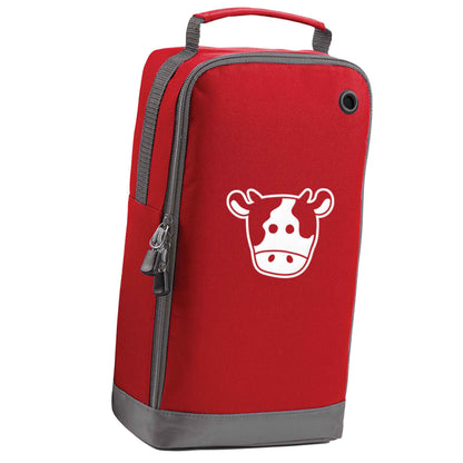 Cow illustration - pocket design red sports shoe bag vertical print