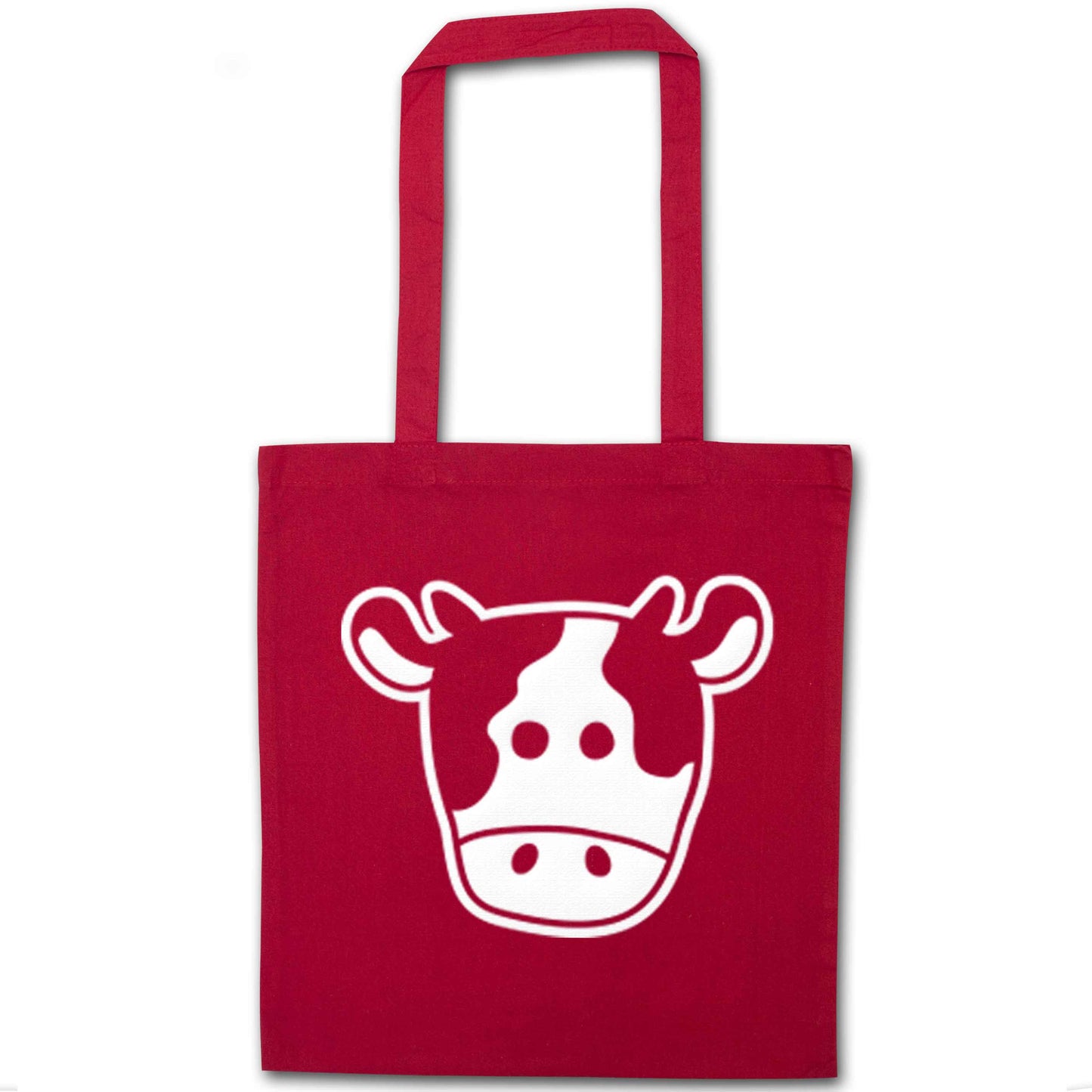 Cow illustration - pocket design red tote bag