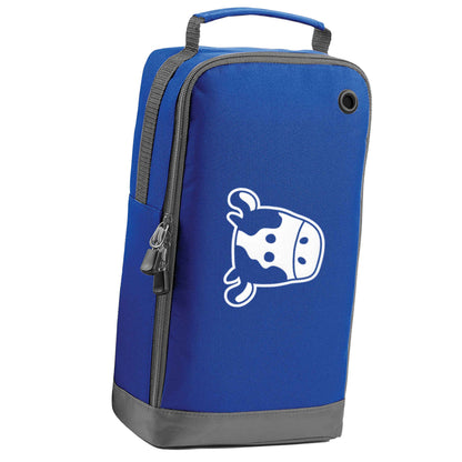 Cow illustration - pocket design blue sports shoe bag horizontal print