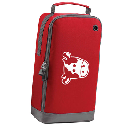 Cow illustration - pocket design red sports shoe bag horizontal print