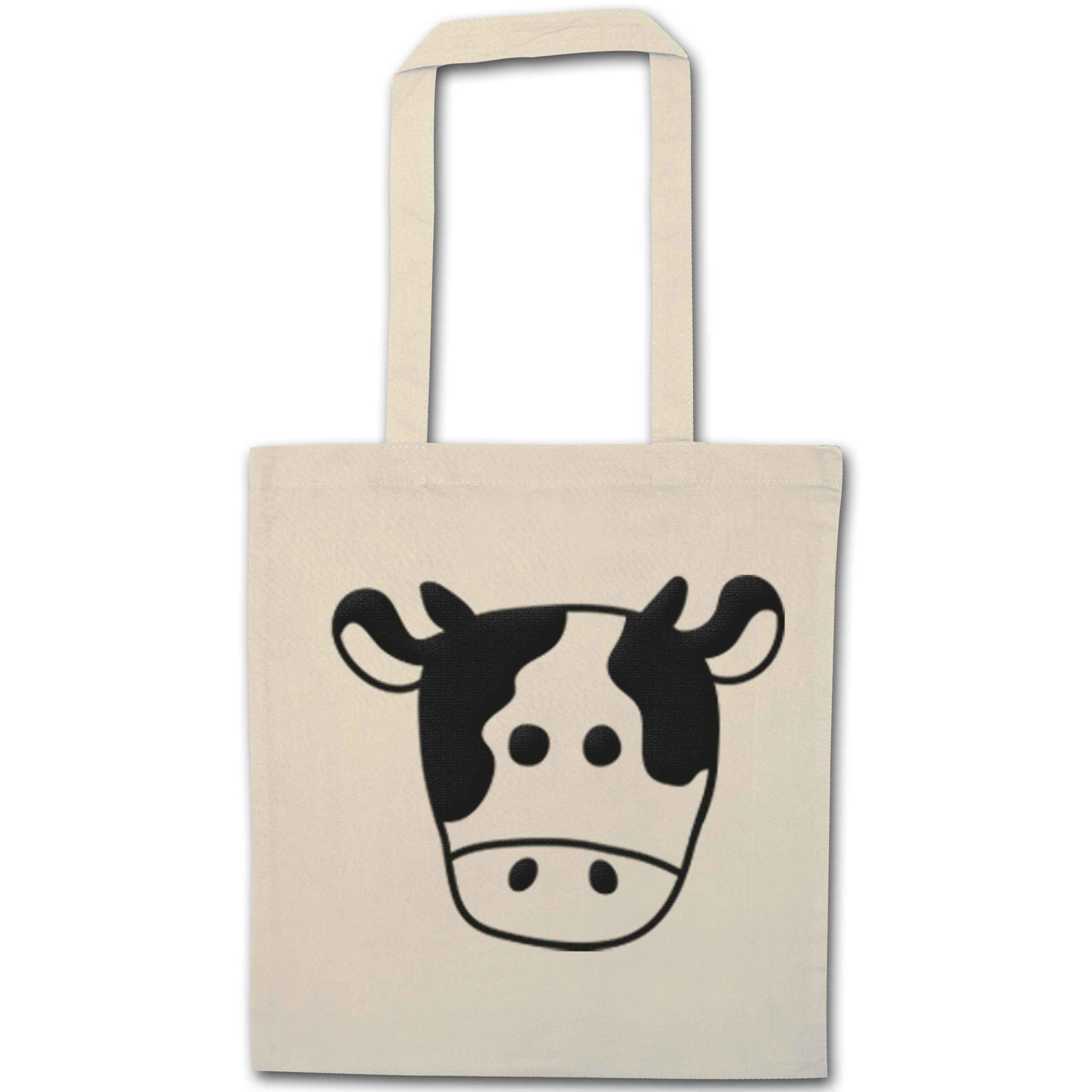 Cow illustration - pocket design natural tote bag