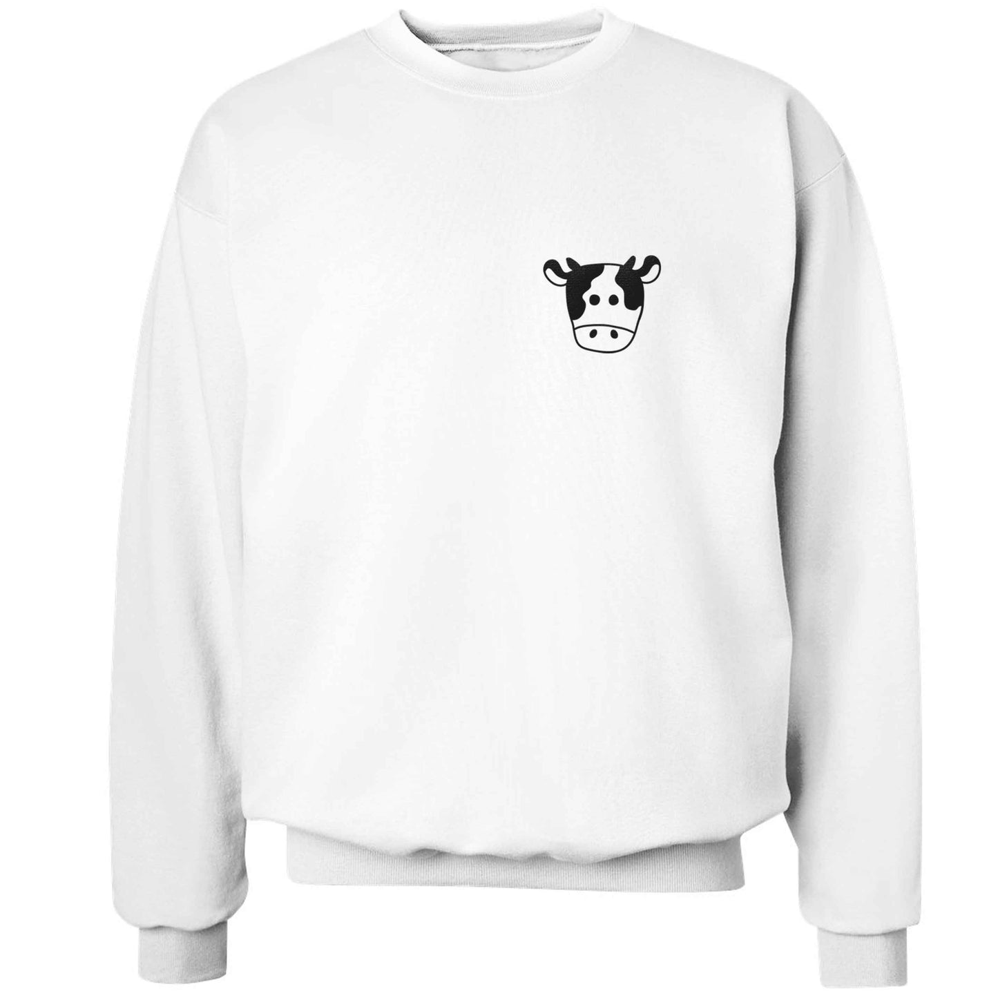 Cow illustration - pocket design adult's unisex white sweater 2XL