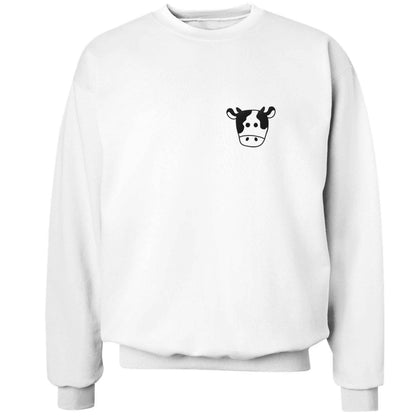 Cow illustration - pocket design adult's unisex white sweater 2XL
