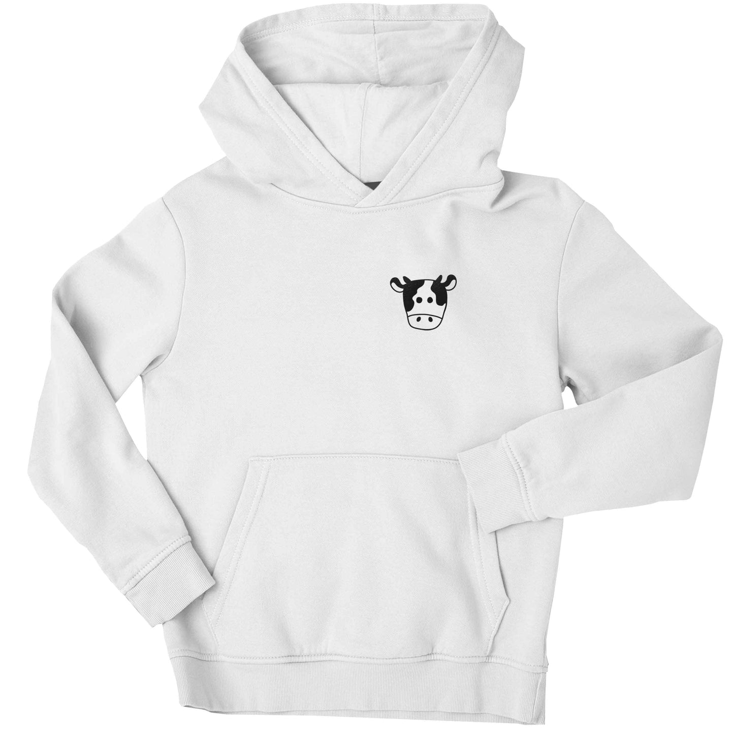 Cow illustration - pocket design children's white hoodie 12-13 Years