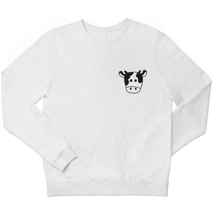 Cow illustration - pocket design children's white sweater 12-13 Years