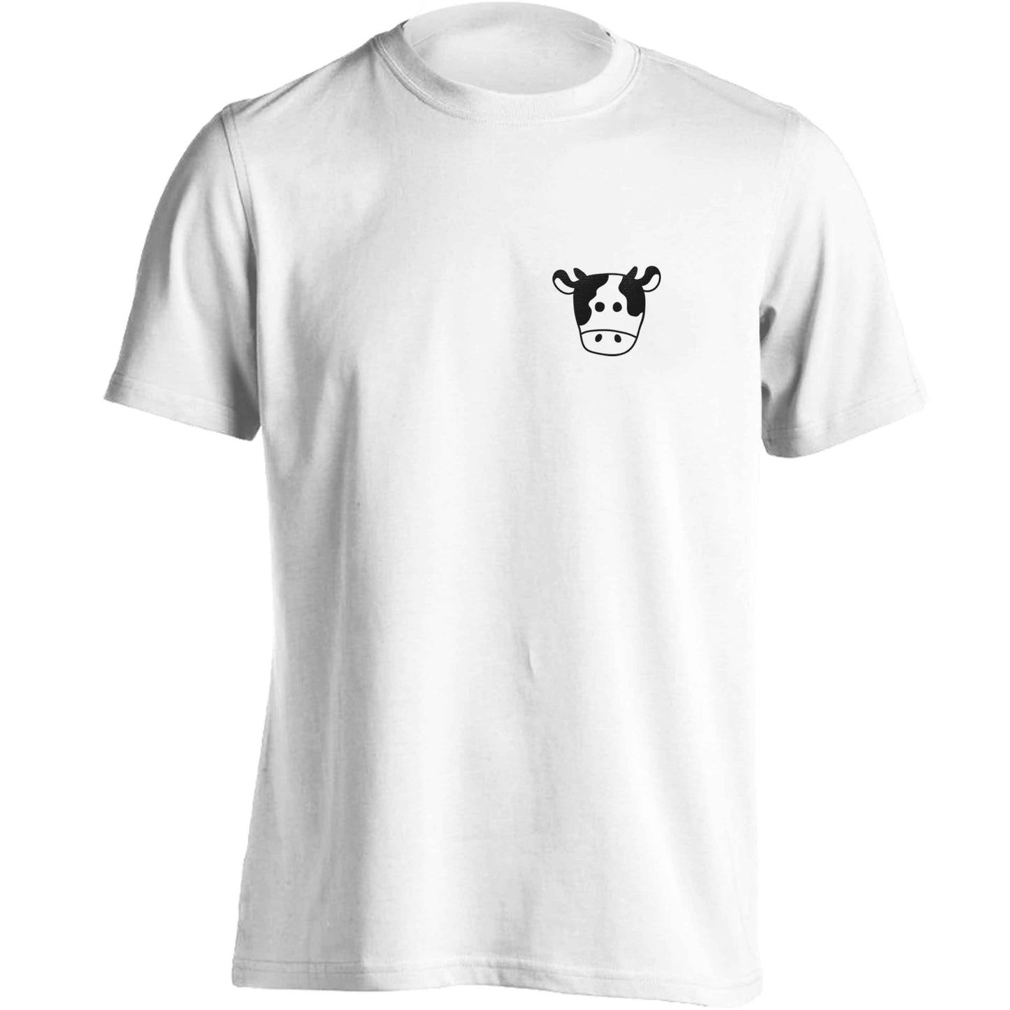 Cow illustration - pocket design adults unisex white Tshirt 2XL